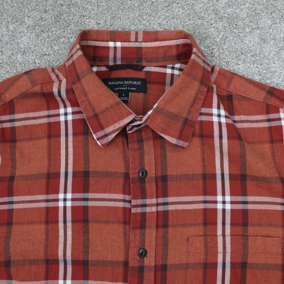 Banana Republic Shirt Mens Large Orange Lightweight Flannel Long Sleeve Cotton - Picture 1 of 13